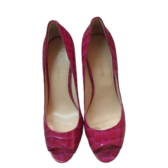 Enzo Angiolini EA MERRYANN Leather Peeptoe Heels size 8.5 EUC BARBIECORE - Picture 4 of 6